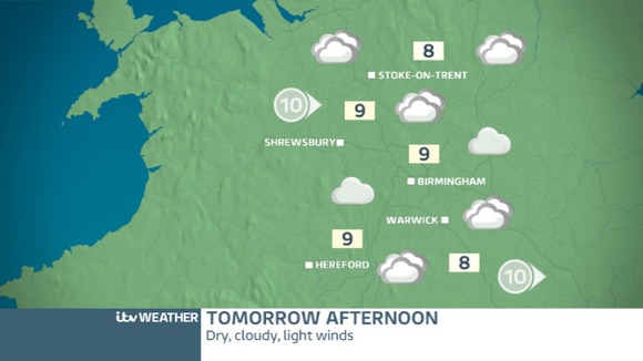 West Midlands Saturday afternoon forecast