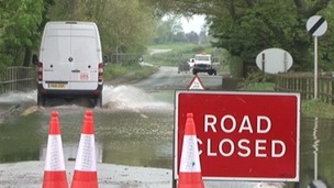 Flood water in the Midlands after heavy April rain