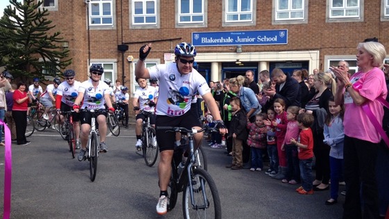 The start of a 104 mile cycle ride to raise money for charity