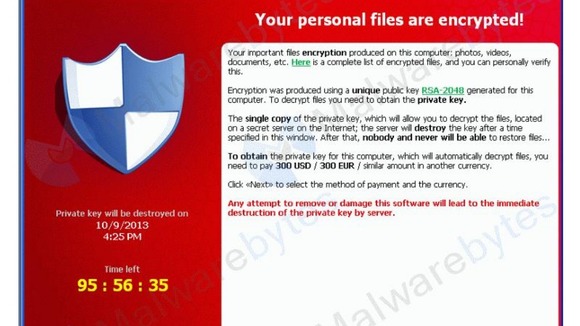 A message similar to the one that you will see if your computer is infected with malicious software