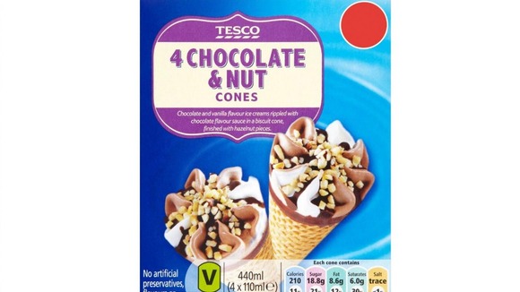 Tesco's own-brand chocolate and nut ice cream cones