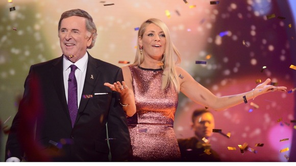BBC Children in Need 2013 presenters Sir Terry Wogan and Tess Daly.