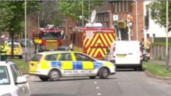 Emergency services attend the scene in Cheltenham