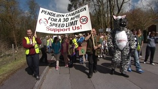 Protesters in Penderyn
