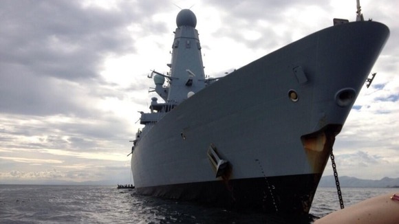 HMS Daring docks at Cebu in the Philippines.