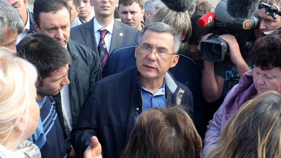 Tatarstan President Rustam Minnikhanov talks to the media in July 2011.