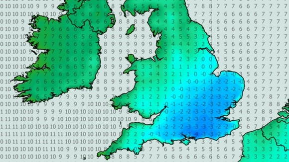 This temperature map for early hours of Wednesday shows is will be coldest in the South East