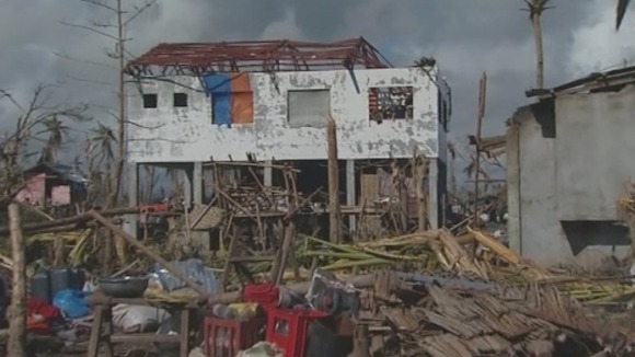 Although the rood was ripped off during the typhoon, the storm shelter stayed standing.