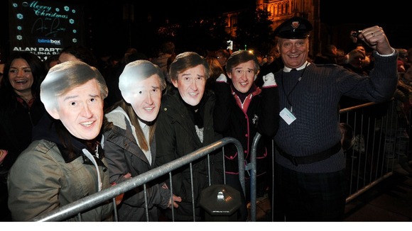 Partridge fans enjoying the switch on in Norwich City Centre.