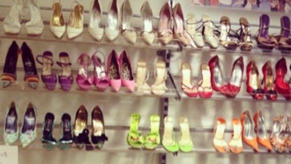 A selection of shoes donated by Victoria Beckham.