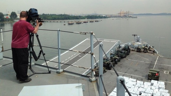 HMS Illustrious leaves port bound for the Philippines with 500 tonnes of aid and an ITV News crew on board
