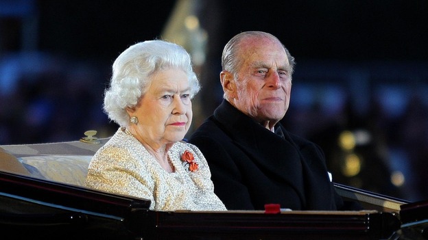 Queen Elizabeth II and the Duke of Edinburgh arrive at the Diamond Jubilee Pageant in Windsor