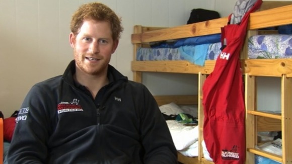 Prince Harry speaks at a base camp in Antarctica ahead of the Walking with the Wounded trek.