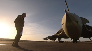 Retired Squadron leader Alan Stephenson prepares to board the plane.