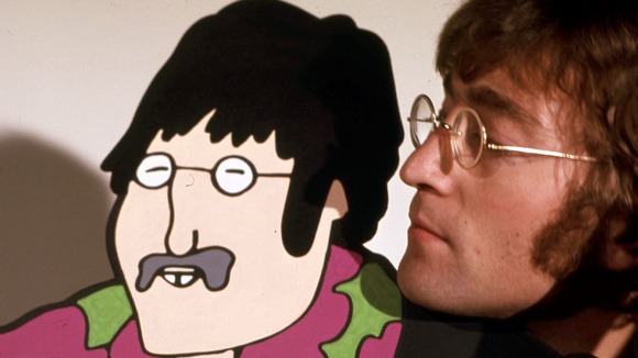 John Lennon with his animated self.