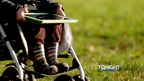 toddler in pram with tablet