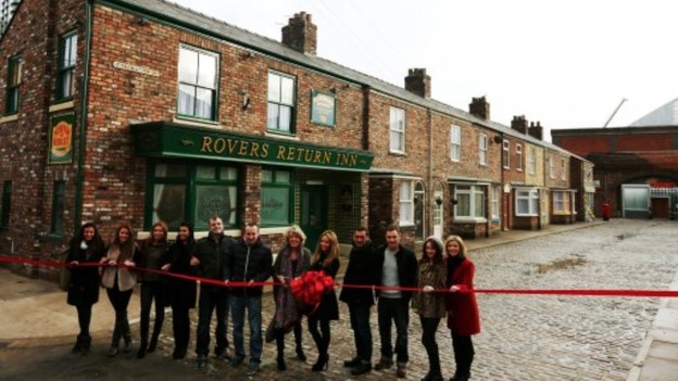 Cast members on the new cobbles