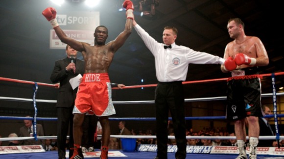 Herbie Hide celebrates victory over Aleksejs Kosobokovs.
