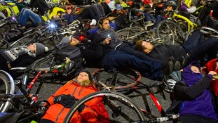 Hundreds turned out to support the 'die-in'