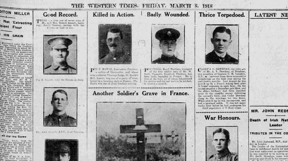 Photos and poems of heartfelt prose, published in local newspapers during World War I.