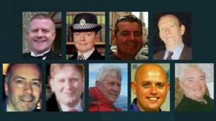 The nine people killed when the helicopter crashed in the Clutha pub in Glasgow.