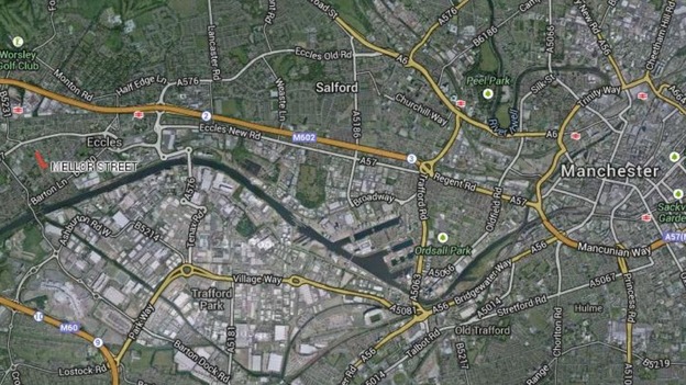 Mellor Street, seen on the left of the map, is in the Eccles area of Salford