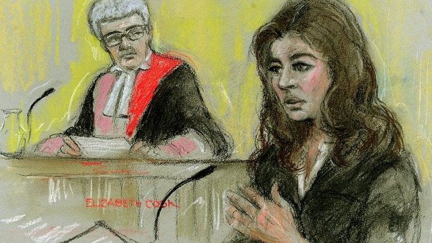 A court sketch of Nigella Lawson giving evidence at Isleworth Crown Court in London.