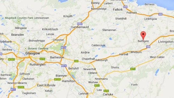 Bathgate is around 20 miles east of Glasgow