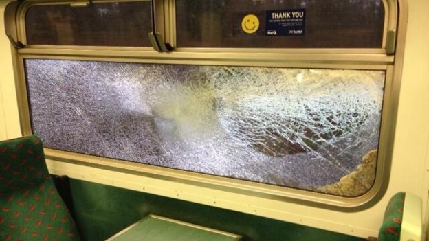 Damage to a train window