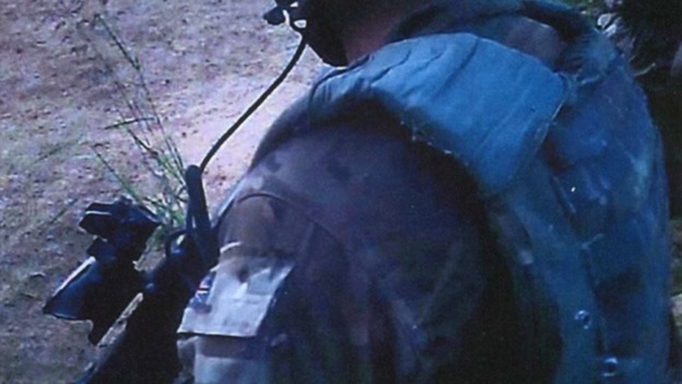 The camera was mounted on Marine B's helmet.