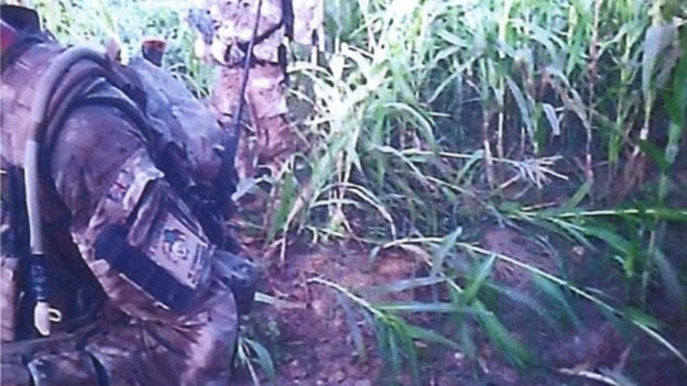 Royal Marines are seen in the footage taken from a collegue's headcam.