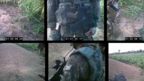 The shooting was filmed by a camera on Marine B's helmet.