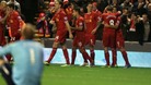 Luis Suarez celebrates one of his four goals.