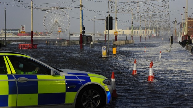 The traditional lights along the Blackpool Main Promenade.