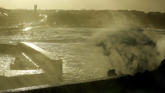 High winds and sea batter the North Antrim coast at Portstewart, in Co Antrim.