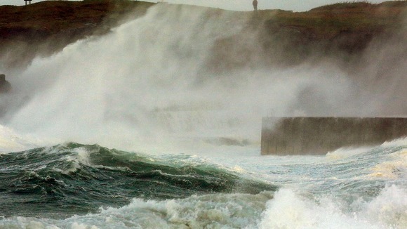 High winds and sea batter the North Antrim coast at Portstewart, in Co Antrim.