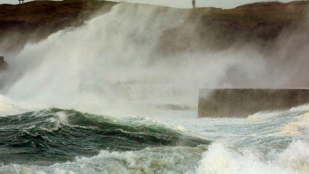 High winds and sea batter the North Antrim coast at Portstewart, in Co Antrim.