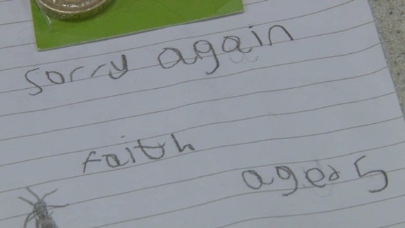 Faith apologies for breaking the bauble.
