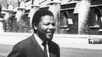 Nelson Mandela outside Parliament in the 1960s.