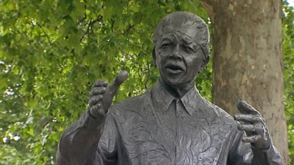 Nelson Mandela's statue on Parliament Square.