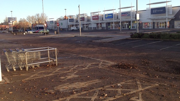 Last night Hull's Kingston Retail Park car park was under water