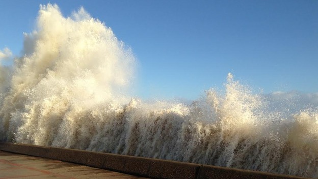 High tide in Lowestoft this morning.