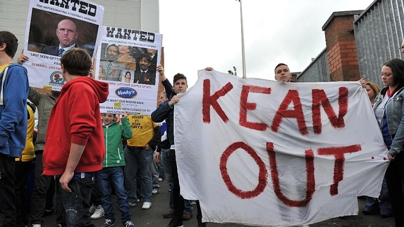 Blackburn fans protest against the club's owners Venky's and Steve Kean before the match against Norwich City at Ewood Park last month.