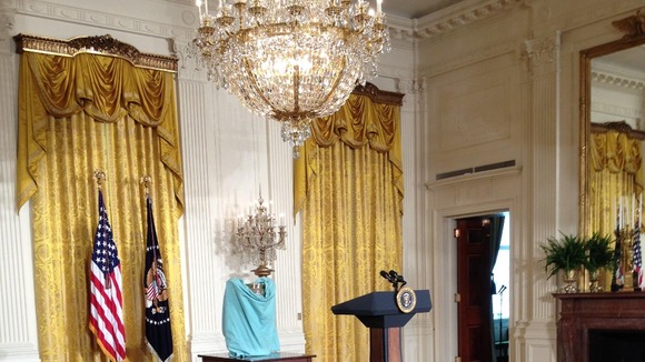The trophy is under wraps in the White House.
