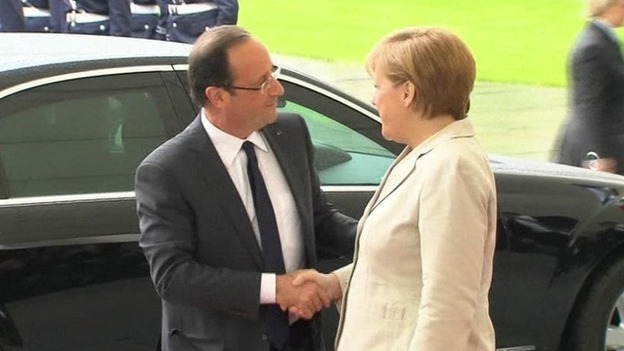 Francois Hollande meets German Chancellor Angela Merkel
