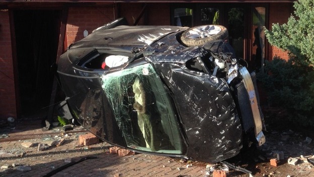 The car crashed into a house in Rowley Regis