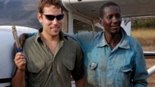 David Simpson (left), 24, is being detained in the Central African Republic after discovering bodies near a local river