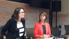 Kirsty Williams and Leanne Wood announcing their budget deal