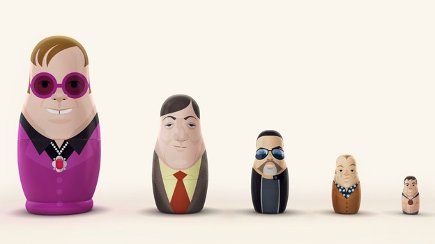 The nesting dolls are hand-painted as five British gay icons