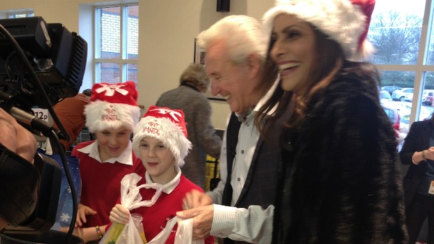 Tony Christie and ITV News Central presenter Sameena Ali-Khan at Morrisons in Walsall